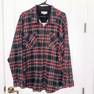 Haband Black and Red Plaid Button-Up Collared Long Sleeve Shirt XXL
